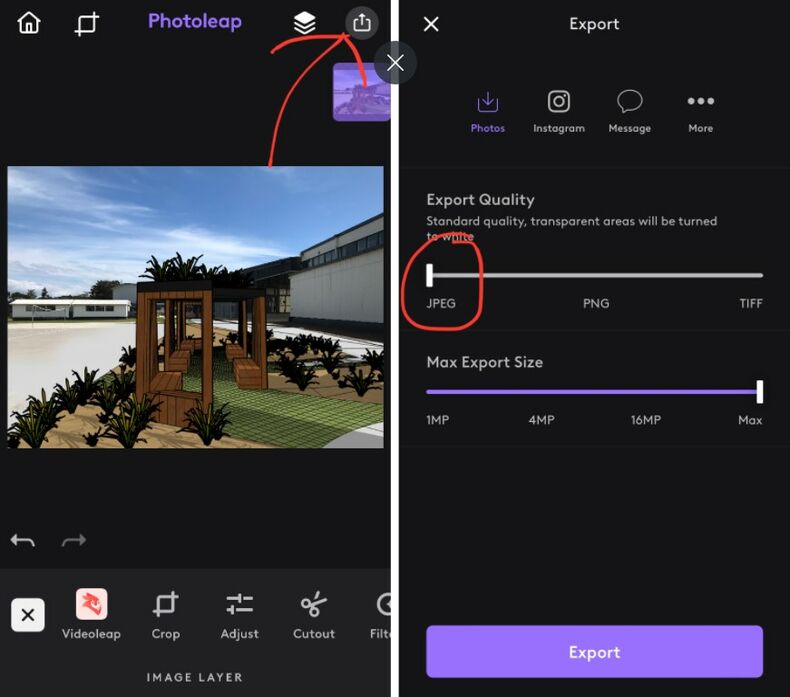 Export as a JPEG